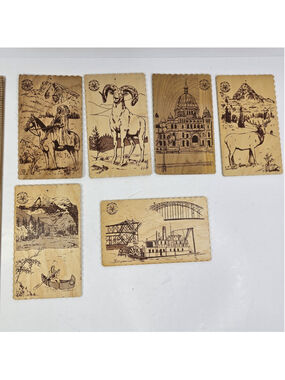 Vintage BC Souvenirs Burned Wood Postcards Set of 6 British Columbia Canada